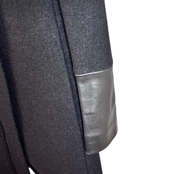 Club Monaco Halli Belted Wool & Leather Asymmetrical Coat Black Small C3931 - Picture 6 of 13